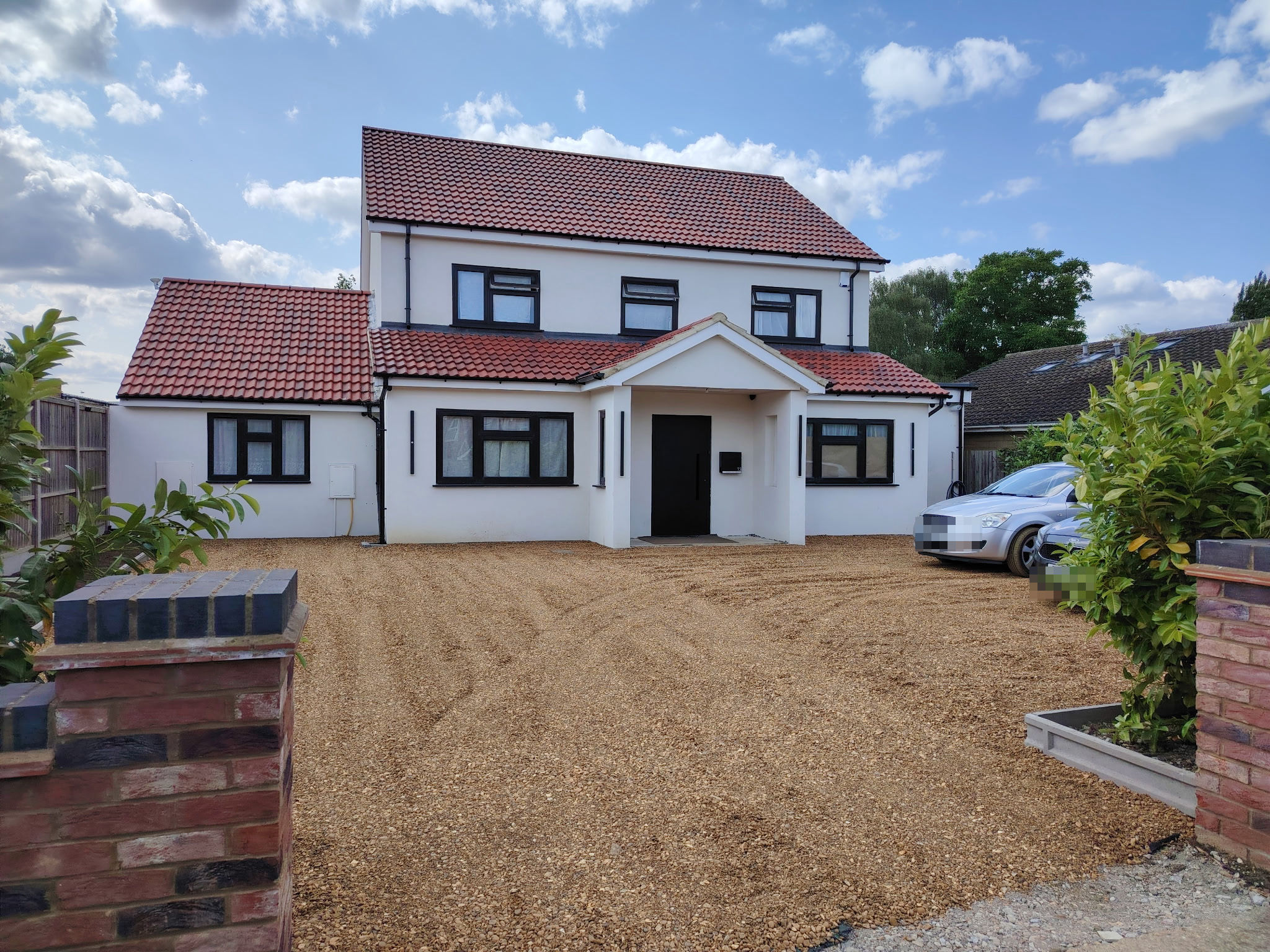 The completed two-storey home from the front